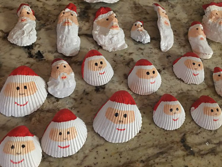 کاردستی با صدف بابانوئل کاردستی با صدف,تصاویر کاردستی با صدف,ساخت کاردستی بابانوئل با صدف