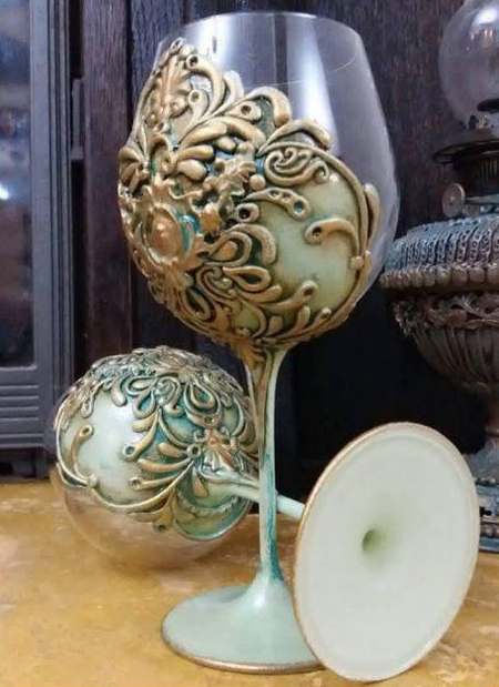 وسایل آنتیک کاری, آنتیک کردن ظروف شیشه ای