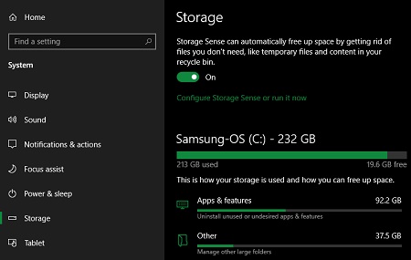 بهترین برنامه پاکسازی ویندوز 10, ویژگی Storage Sense در ویندوز 10, حذف برنامه های اضافه در ویندوز 10