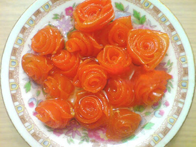 پخت مربا هویج به شکل گل, طرز تهیه مربا بالنگ به شکل گل رز