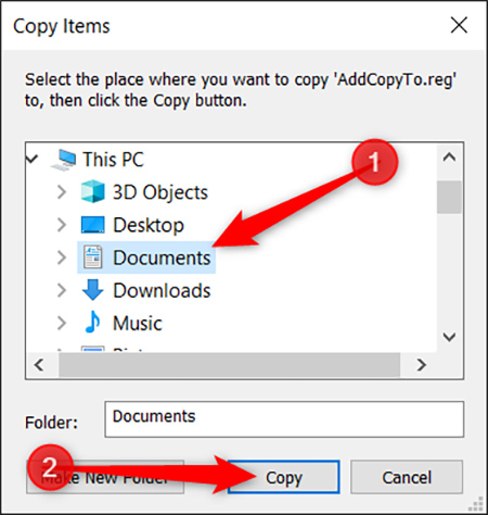افزودن گزینه Copy To و Move To به منوی کلیک راست, اضافه کردن Move to/Copy to به منوی کلیک راست ویندوز 10
