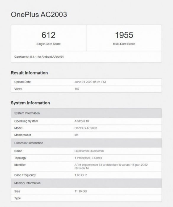 وان‌پلاس Z در Geekbench