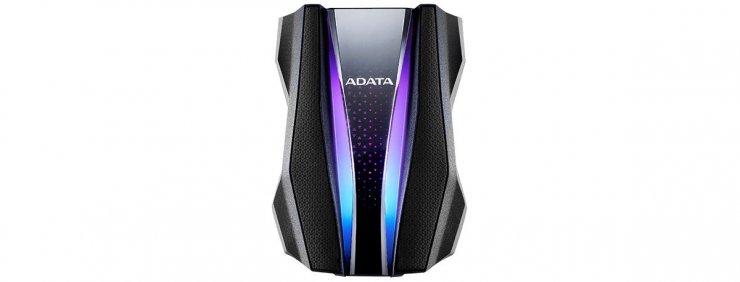 نمای جلو هارد اکسترنال گیمینگ ADATA HD770G با رنگ مشکی و چراغ‌