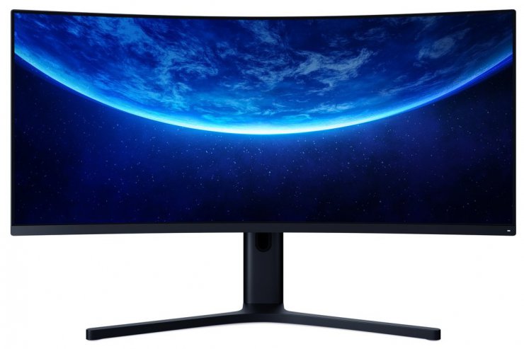 شیائومی Mi Curved Gaming Monitor از زاویه جلو والپیپر کره زمین از فضا