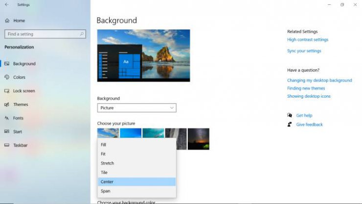 شخصی‌سازی والپیپر در ویندوز 10
