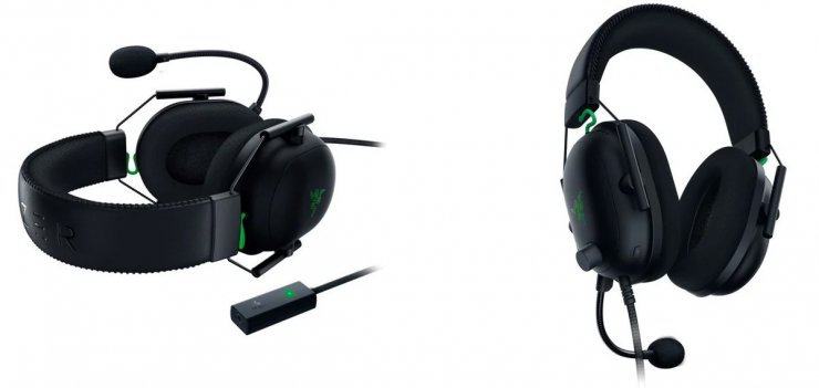 نمای جلو و خوابیده هدفون ریزر بلک شارک وی 2 / Razer BlackShark V2