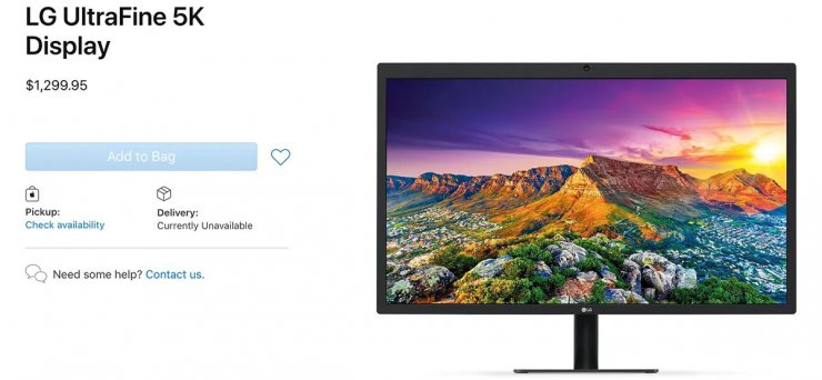 صفحه مانیتور LG UltraFine 5K Display در سایت اپل