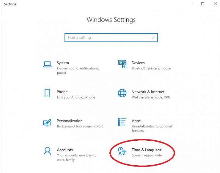 Time & Languages در ویندوز 10