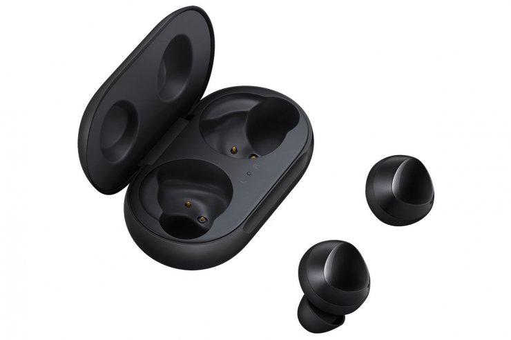 گلکسی بادز سامسونگ / Samsung Galaxy Buds از کنار همراه با کیس باز مشکی