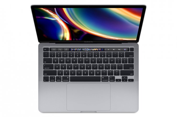 لپ‌تاپ مک بوک پرو 13 اینچی 2020 اپل نمای بالا صفحه کلید - نمایشگر و تاچ بار / Apple Macbook Pro 13 2020 - MWP42