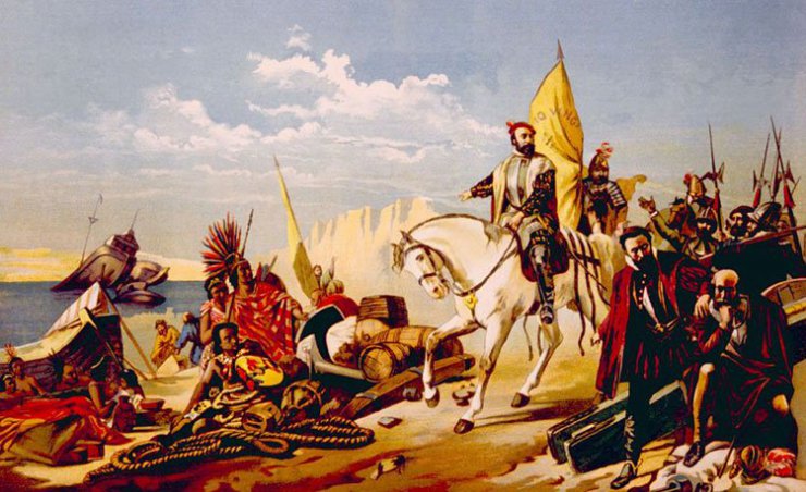 Hernán Cortéz and his troops