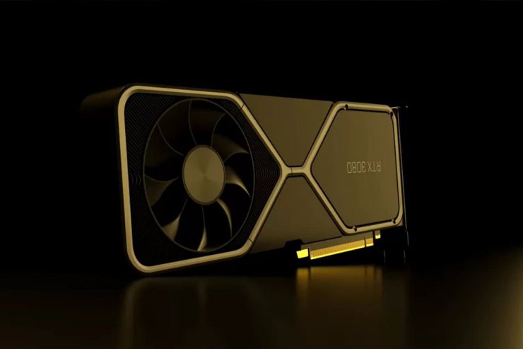 نمای جلو از کارت گرافیک جی‌فورس RTX 3080 انویدیا