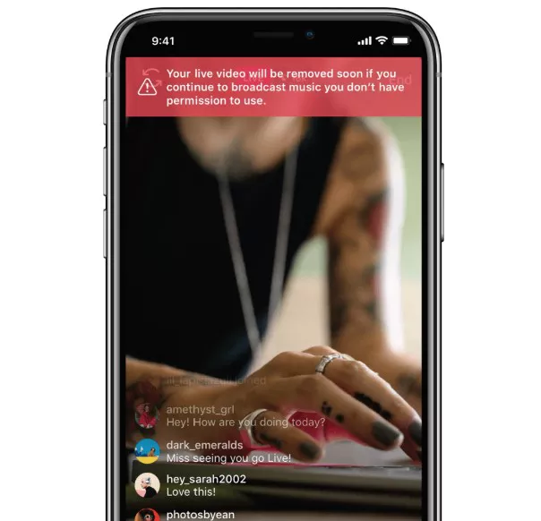 قانون اینستاگرام در مورد استفاده از آهنگ ها در ویدیوهای زنده