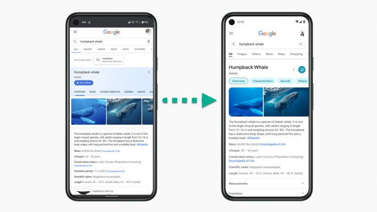 گوگل ظاهر صفحه جستجو در موبایل را تغییر می‌دهد