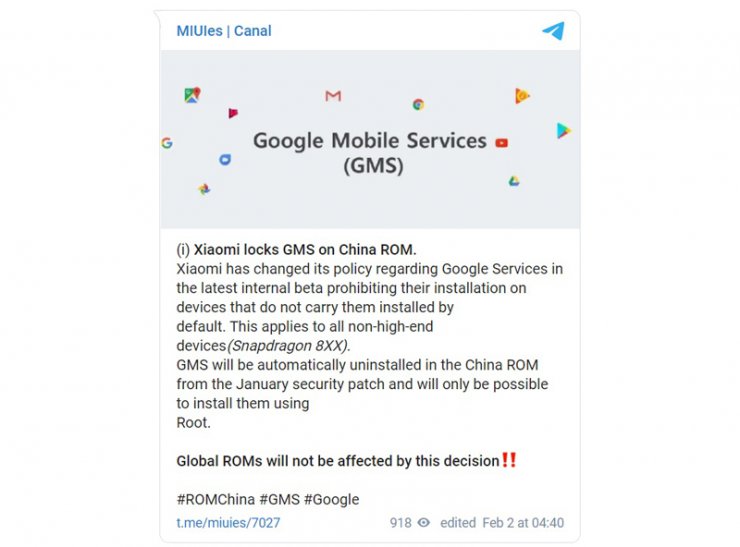 شیائومی مانع نصب برنامه‌های گوگل روی موبایل‌های رام چین با MIUI 12.5 شد