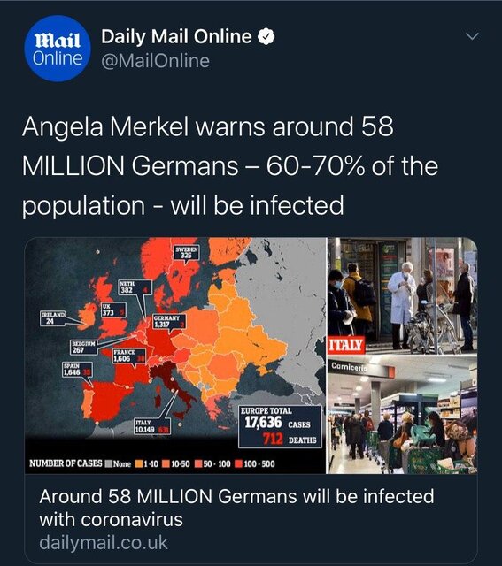 مرکل: ۶۰ تا ۷۰ درصد آلمانی‌ها به ویروس کرونا مبتلا می‌شوند
