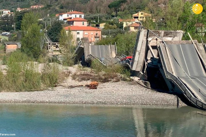 (تصاویر) فروریختن پل ۲۶۰ متری در ایتالیا