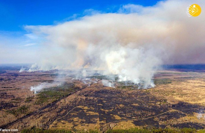 تصاویر هولناک از آتش‌سوزی در جنگل‌های اطراف چرنوبیل