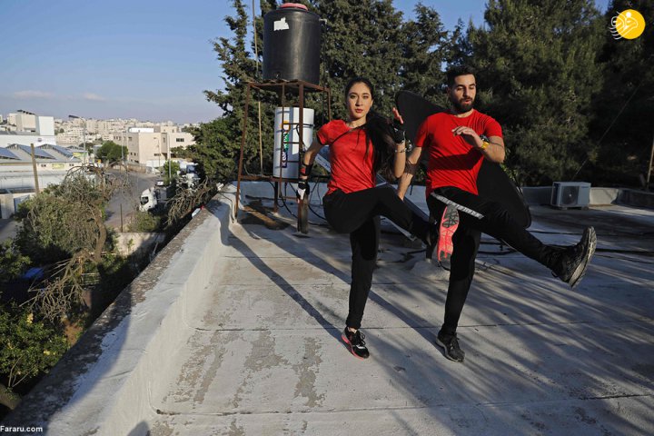 (تصاویر) باشگاه ورزشی آنلاین زن و مرد فلسطینی
