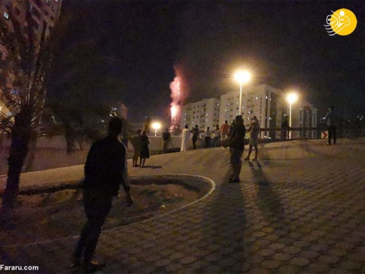 (تصاویر) آتش مهیب در برج امیرنشین شارجه