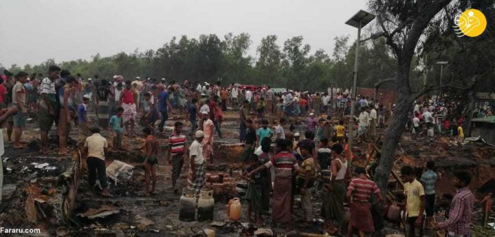 (تصاویر) آتش سوزی در اردوگاه آوارگان روهینگیا