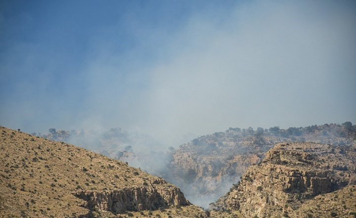 (تصاویر) آتش سوزی در منطقه حفاظت شده خائیز
