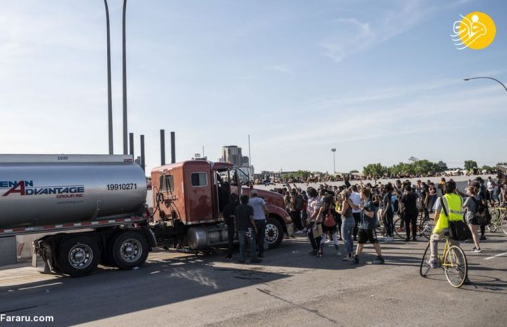 (تصاویر) حمله با کامیون به تظاهرات مینیاپولیس