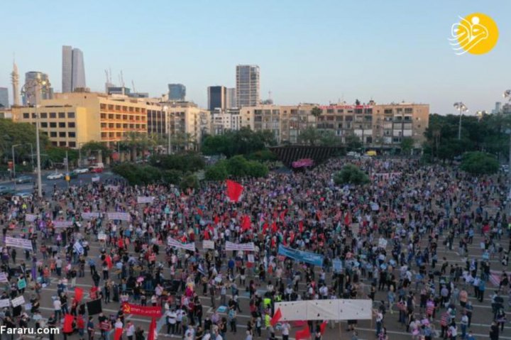 (تصاویر) تظاهرات با پرچم فلسطین در میدان رابین تل آویو