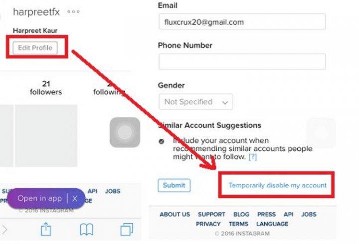 آموزش تصویری و گام به گام حذف و غیر فعال کردن اکانت اینستاگرام