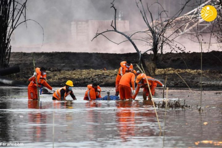 (تصاویر) انفجار مهیب در چاه نفت هند