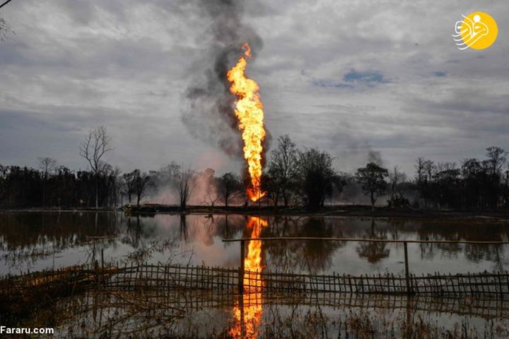 (تصاویر) انفجار مهیب در چاه نفت هند