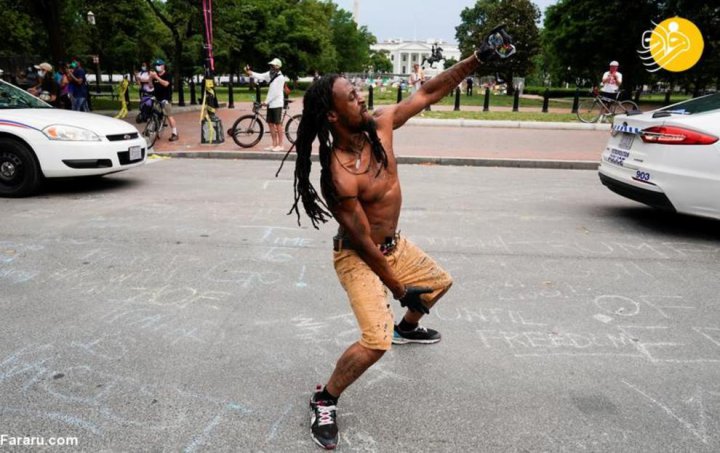 (تصاویر) تلاش برای سرنگونی مجسمه اندرو جکسون مقابل کاخ سفید