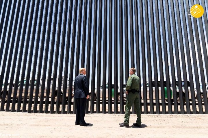 (تصاویر) بازدید ترامپ از دیوار مرزی با مکزیک