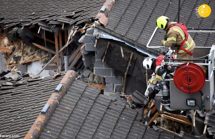 (تصاویر) سقوط جرثقیل ساختمانی روی خانه‌ها در لندن