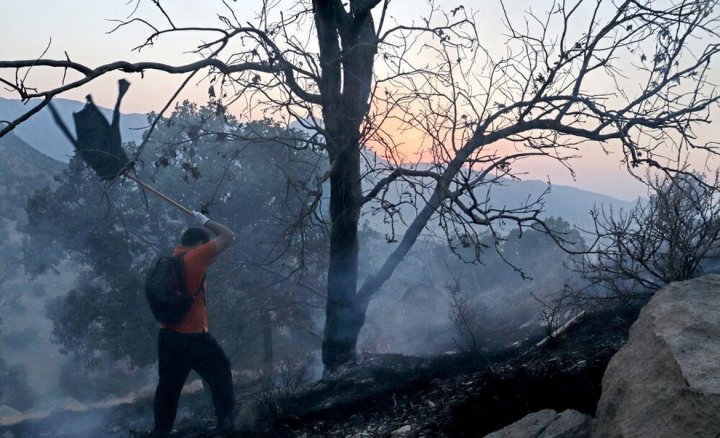 (تصاویر) آتش در ارتفاعات گلگون و هرایرز ممسنی