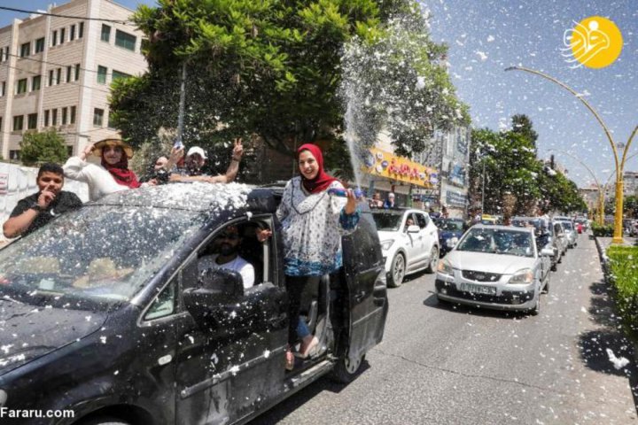 (تصاویر) جشن خیابانی دانش آموزان فارغ التحصیل فلسطینی