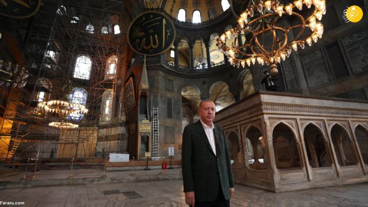 (تصاویر) بازدید اردوغان از مسجد ایاصوفیه