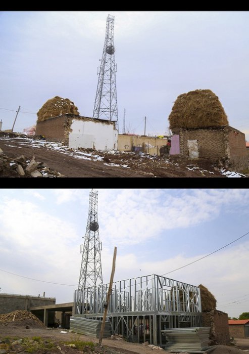 (تصاویر) ساخت و ساز لاک پشتی در روستای زلزله زده ورنکش