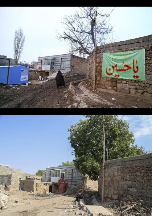 (تصاویر) ساخت و ساز لاک پشتی در روستای زلزله زده ورنکش