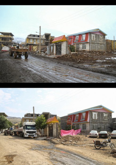 (تصاویر) ساخت و ساز لاک پشتی در روستای زلزله زده ورنکش