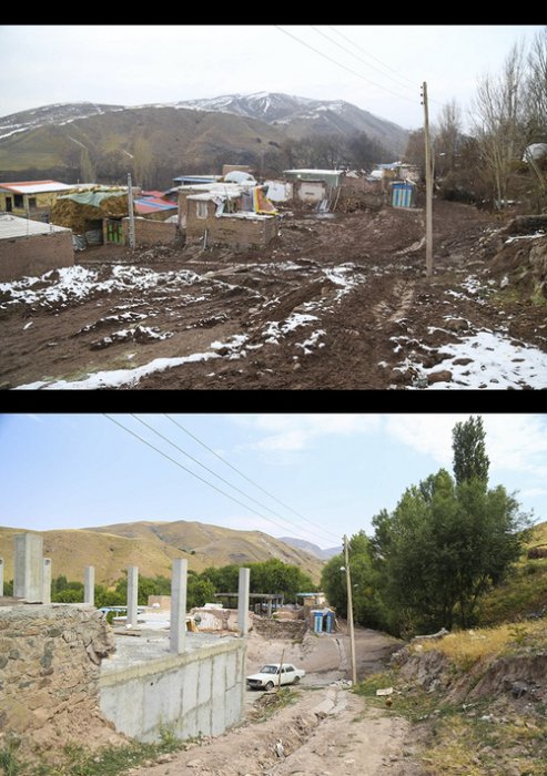 (تصاویر) ساخت و ساز لاک پشتی در روستای زلزله زده ورنکش