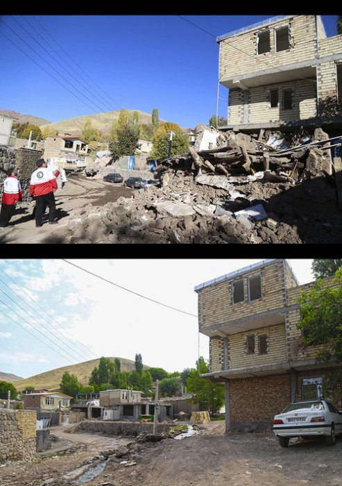 (تصاویر) ساخت و ساز لاک پشتی در روستای زلزله زده ورنکش