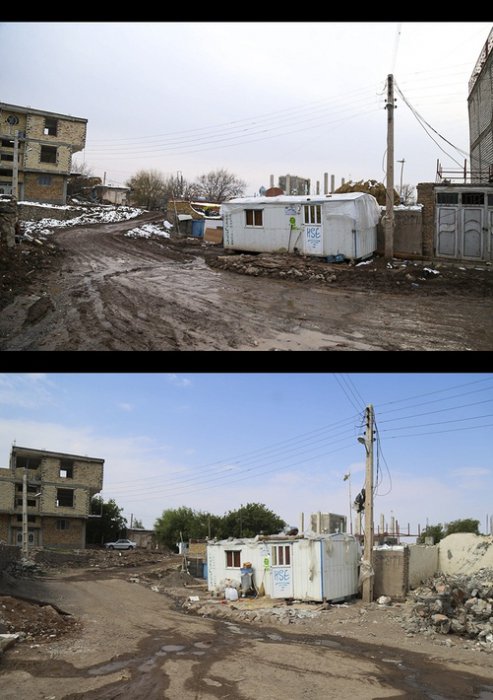 (تصاویر) ساخت و ساز لاک پشتی در روستای زلزله زده ورنکش
