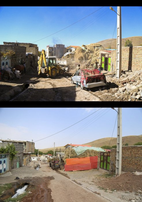 (تصاویر) ساخت و ساز لاک پشتی در روستای زلزله زده ورنکش