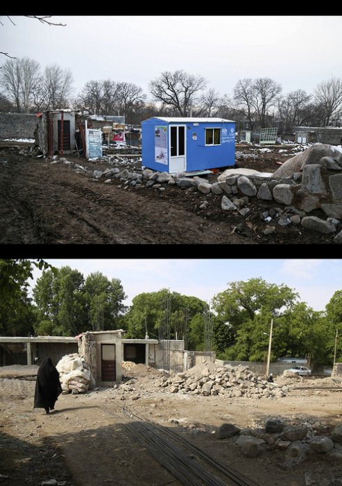 (تصاویر) ساخت و ساز لاک پشتی در روستای زلزله زده ورنکش