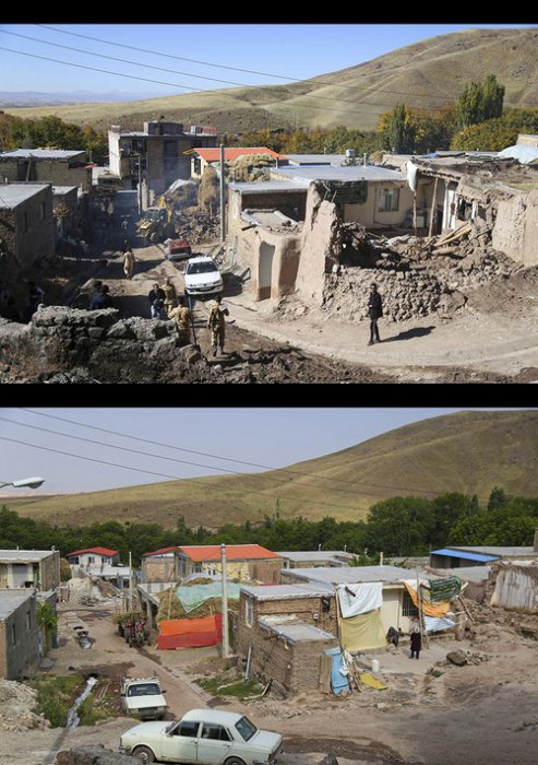 (تصاویر) ساخت و ساز لاک پشتی در روستای زلزله زده ورنکش