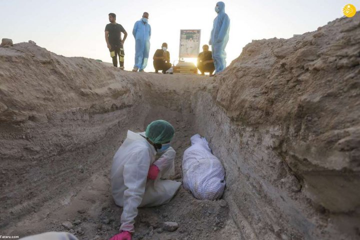 (تصاویر) کفن و دفن اموات کرونایی در نجف اشرف