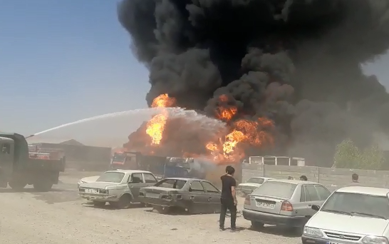 (ویدئو) آتش سوزی گسترده در شهرک