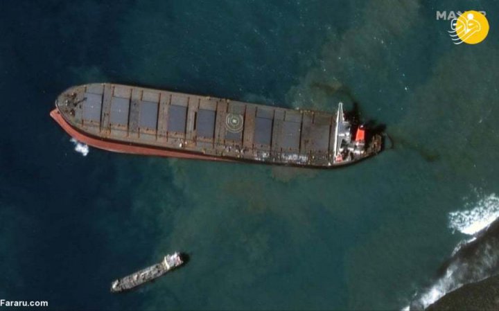 تصاویر ماهواره ای از نشت نفت در آب‌های موریس