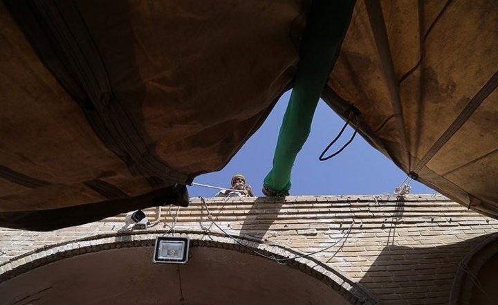(تصاویر) برپایی خیمه عزا در امامزاده موسی مبرقع قم